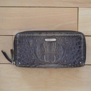 Brahmin Leather Croc Large Wallet Brown
